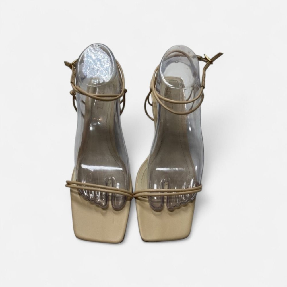 Schutz Pompeii Beige Mid Ankle Strappy Sandals Size 9